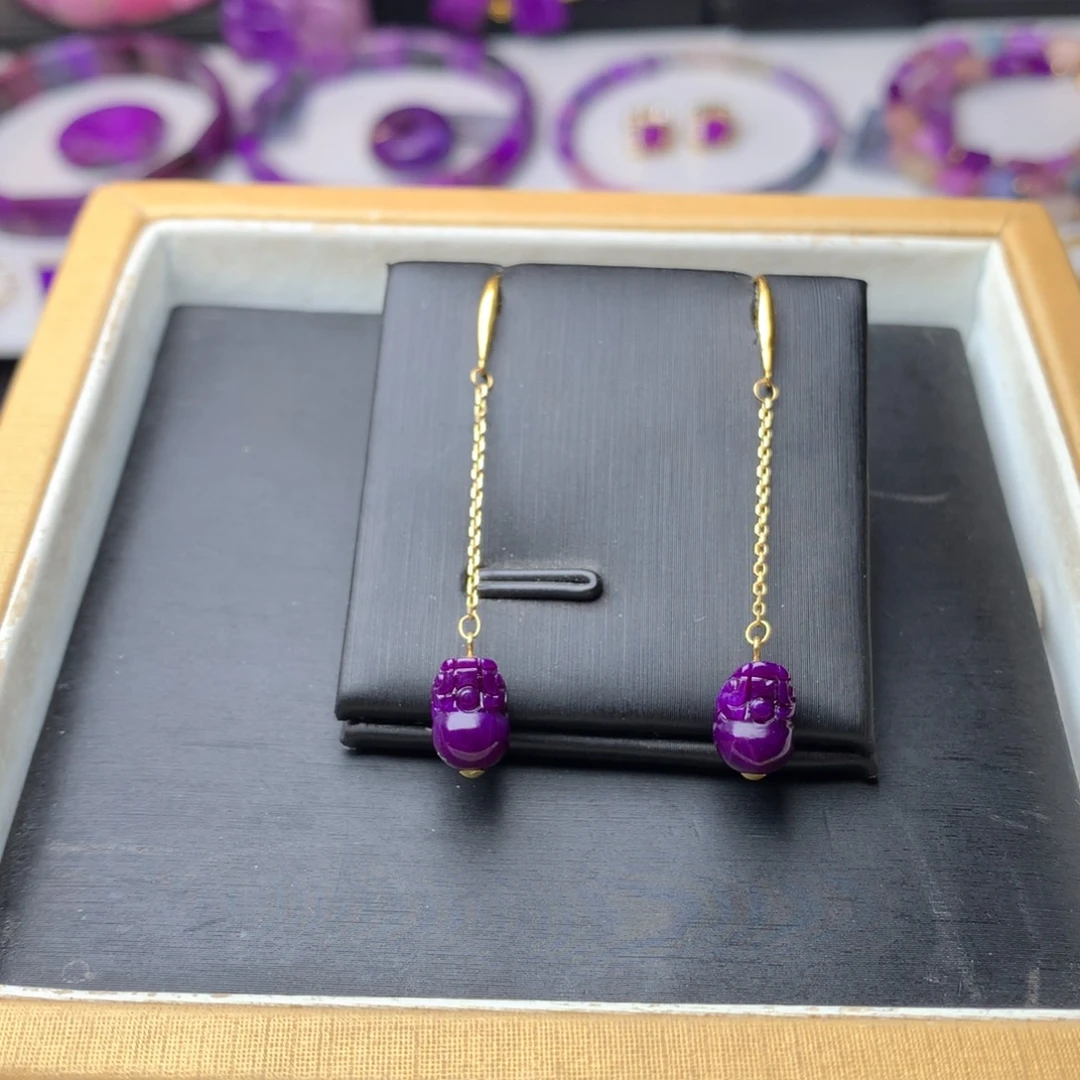 苏纪石（舒俱来）18K金镶嵌耳坠