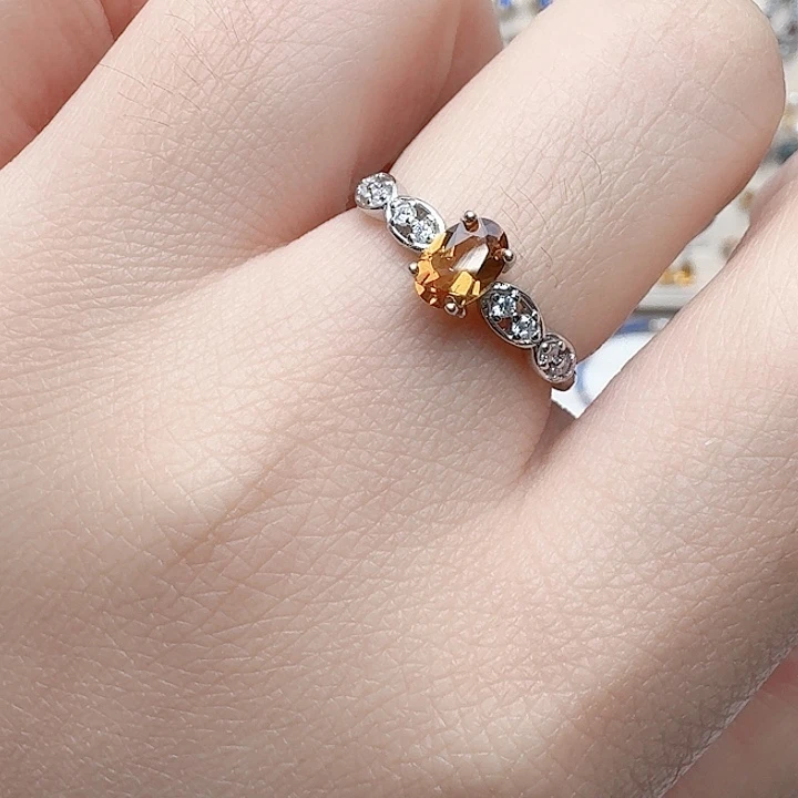 水晶戒指银S925镶嵌戒指873