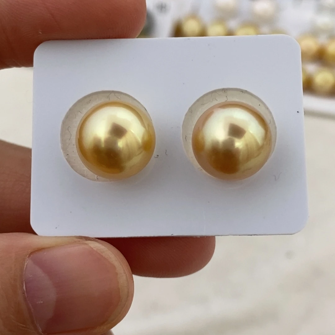 海水珍珠裸珠浓茶金对珠11.3-11.4mm