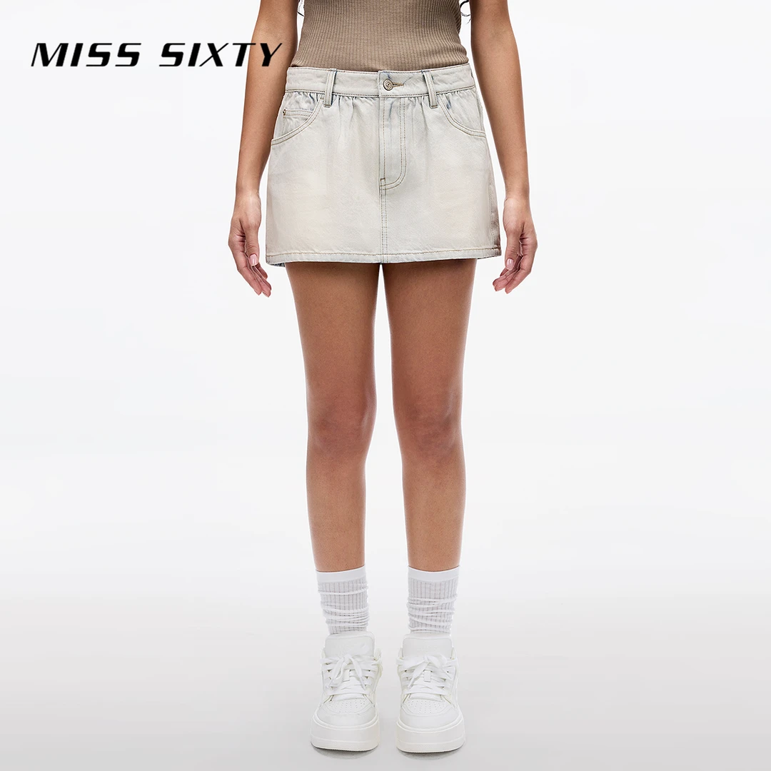 【商场同款新品】Miss Sixty25春新款牛仔半身裙女复古做旧洗水短裙