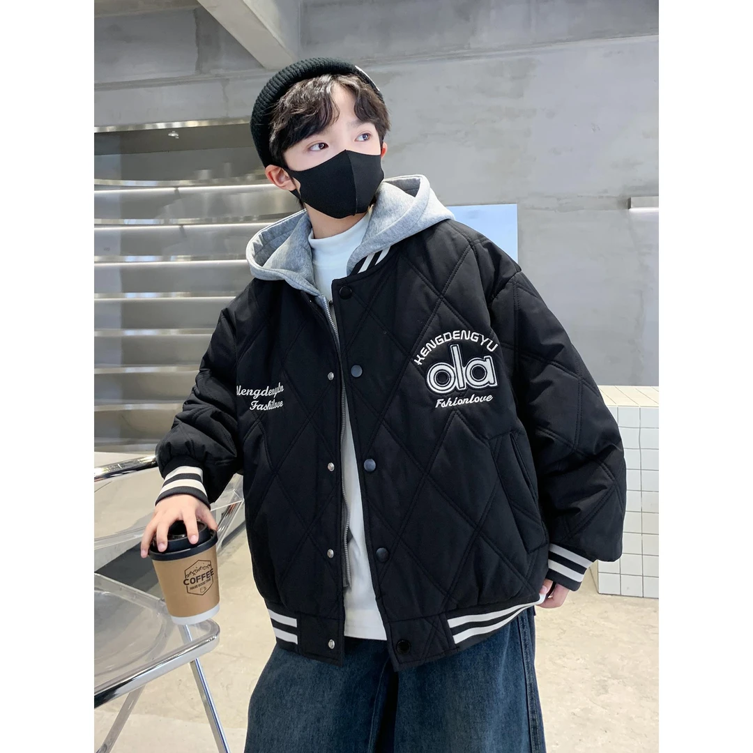 儿童装男童夹棉外套秋冬款2025新款中大童男孩加厚冬装衣服冬季潮