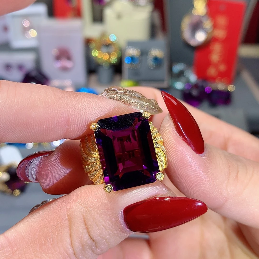 紫晶戒指银S925镶嵌莉****）戒指