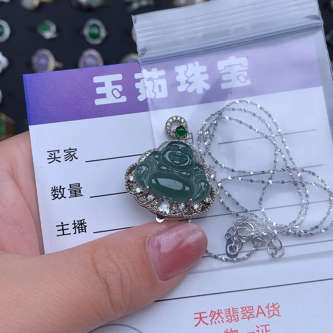 翡翠颈饰银S925镶嵌项链925