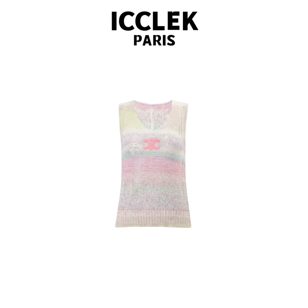 夏季减龄彩虹显瘦针织衫背心百搭无袖休闲时尚圆领  -5306