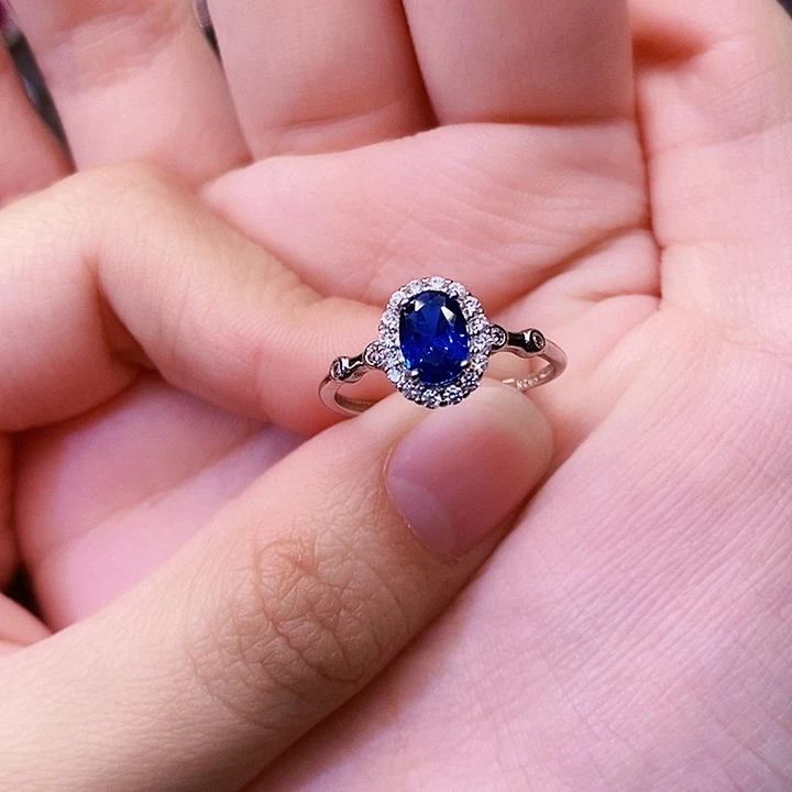 戒指蓝宝石银S925镶嵌