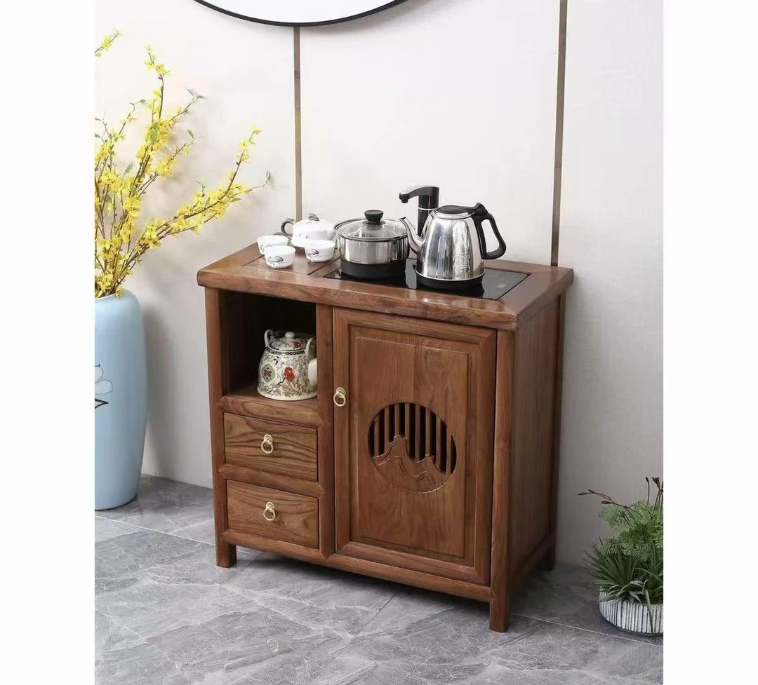 可煮茶餐边柜新中式实木收纳柜茶边柜泡茶桌茶水柜家用阳台可移动