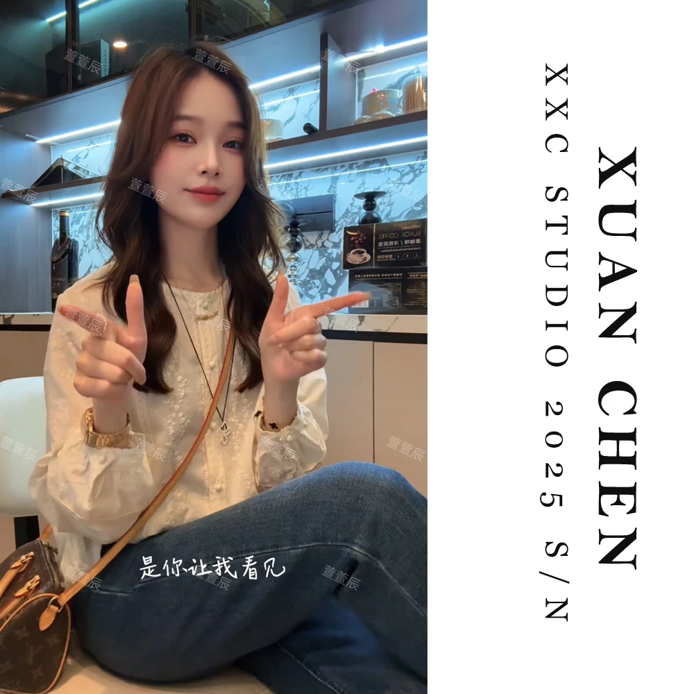 【秋季的风】秋季洋气纯欲慵懒风女装韩版宽松设计感长袖衬衫女8715