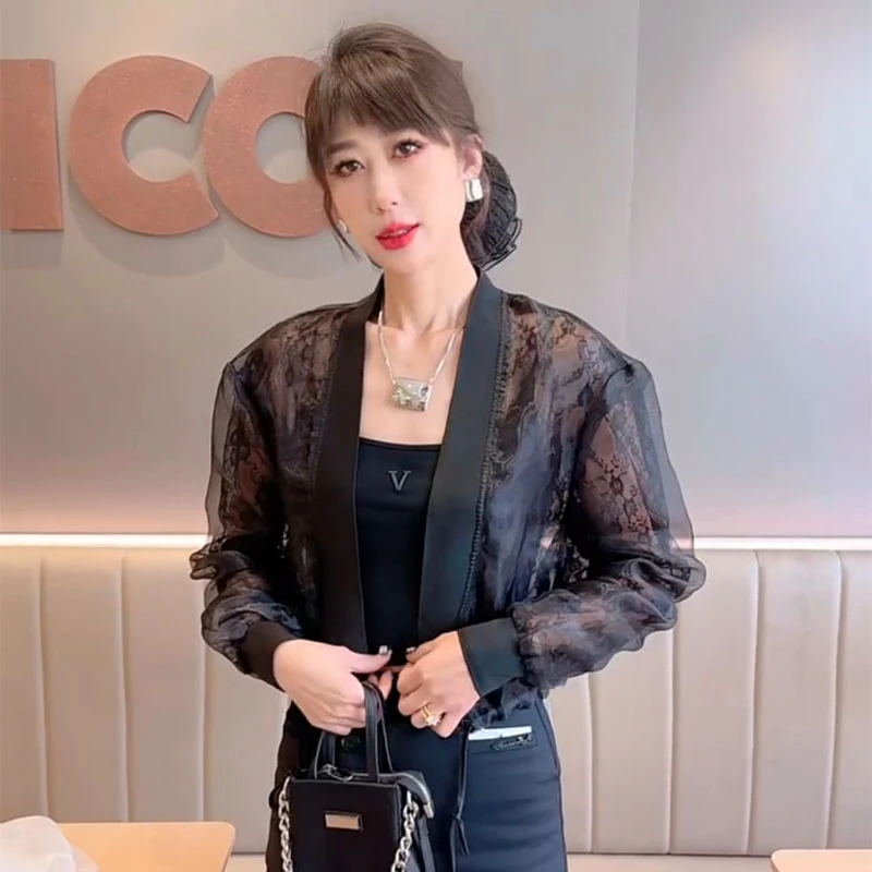 欧货2025春季新款蕾丝防晒欧货时尚短款外套女宽松显瘦百搭上衣潮