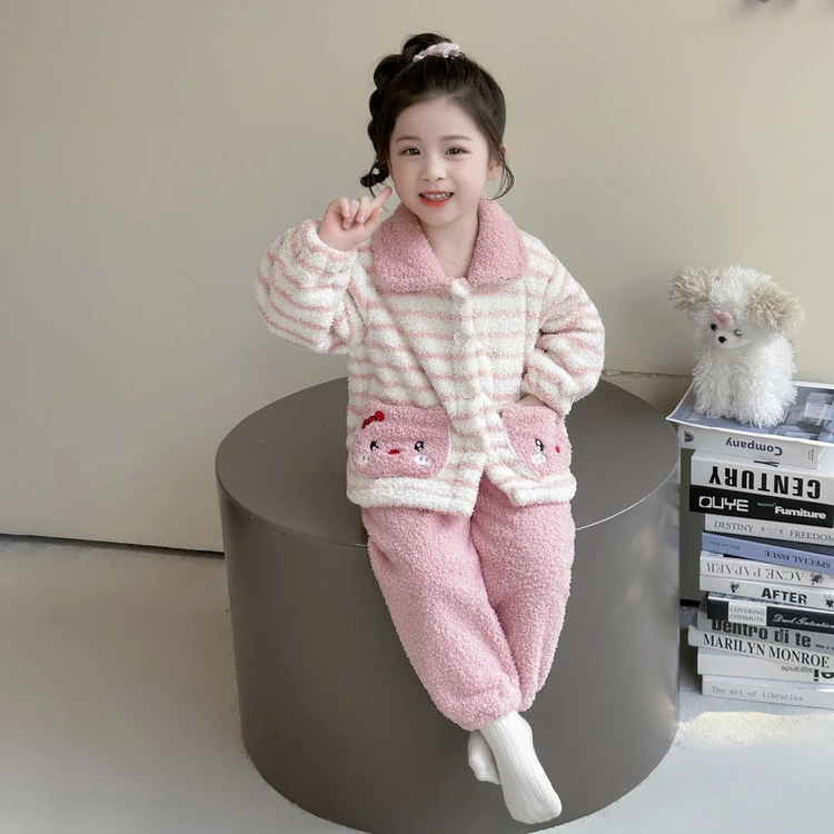 女童KT猫咪睡衣秋冬季2025新款儿童洋气家居服套装女孩宝宝两件套