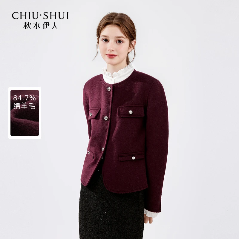 【小余专属】秋水伊人复古小香风毛呢外套冬季短款双624408B070223