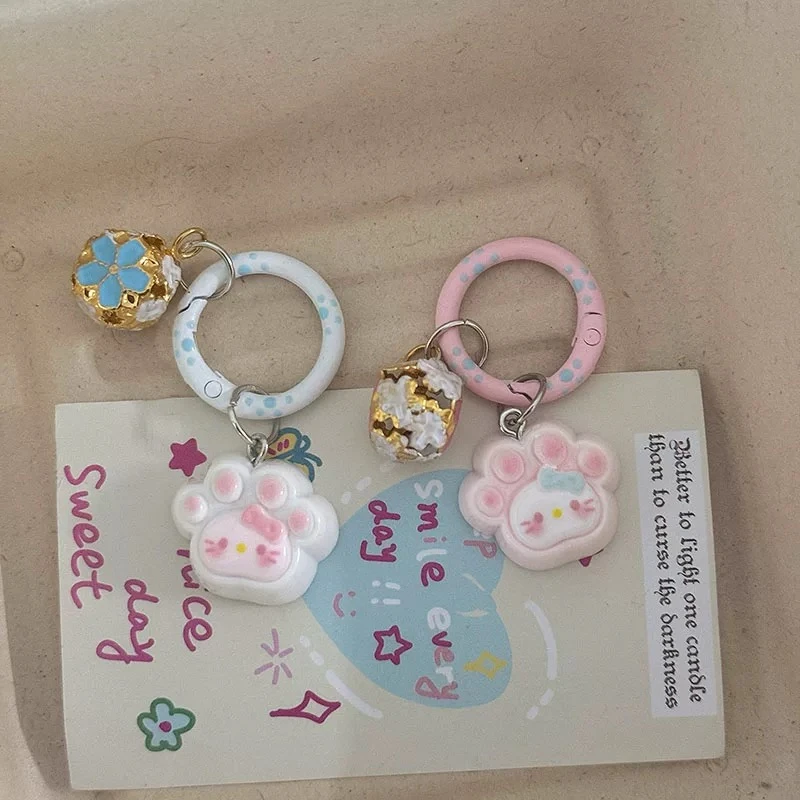 百搭可爱猫爪铃铛圆圈卡扣挂件少女心猫咪书包钥匙扣挂坠闺蜜礼物