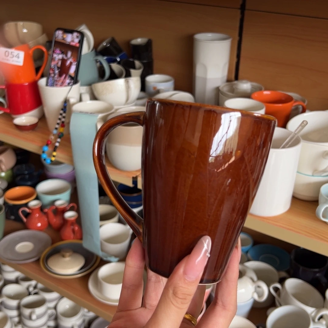 新骨瓷058微瑕曼谷棕 窑变 大马克杯