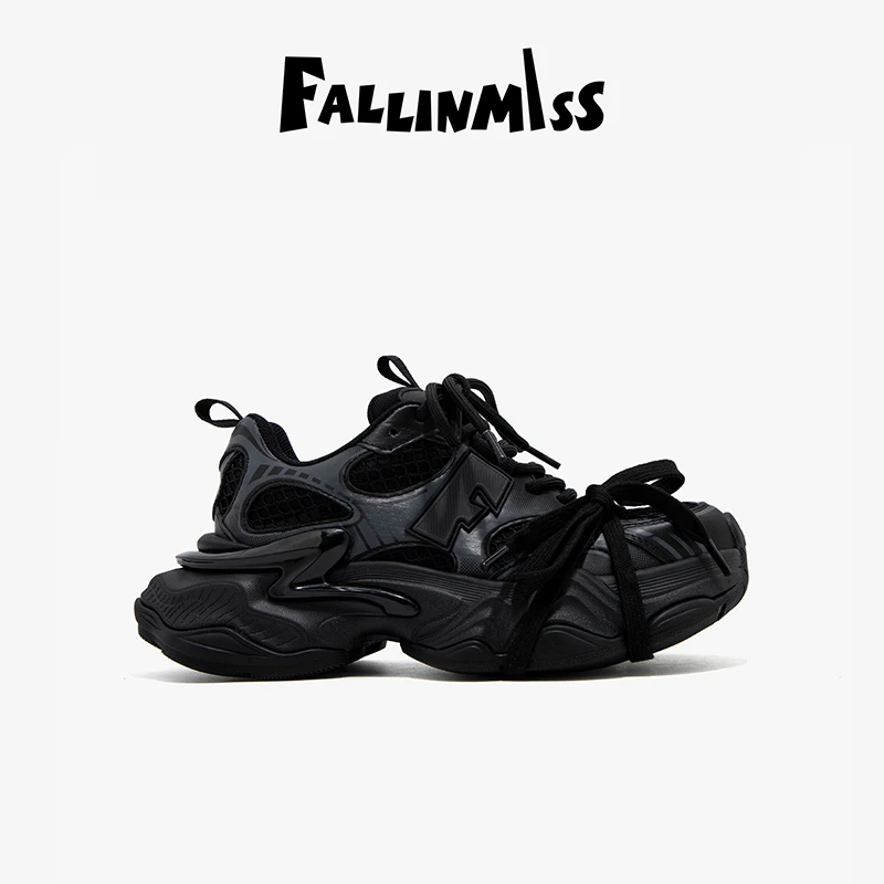 【星夜黑】非谜星海鞋老爹鞋女2025夏新款网布潮流透气厚底百搭