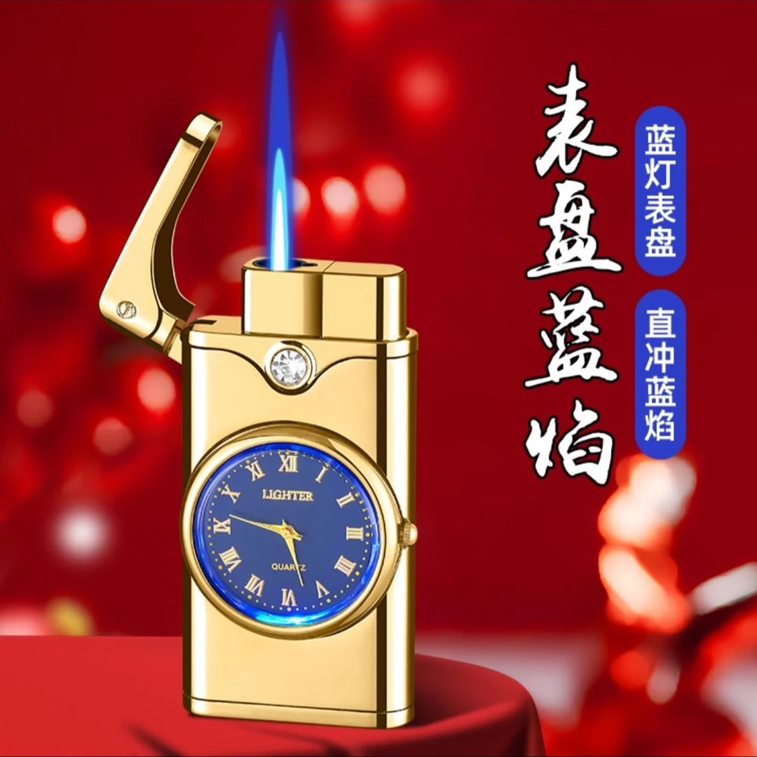 镶钻商务手表直冲蓝焰带灯金属防风打火机送男友老公高端礼物
