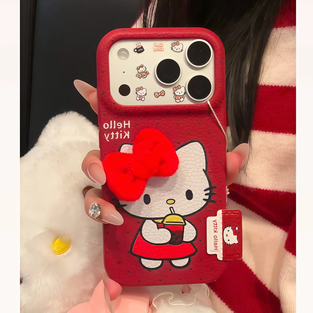 BANCA奶茶Kitty蝴蝶结标签适用苹果17/16手机壳华为vivoppo小米17