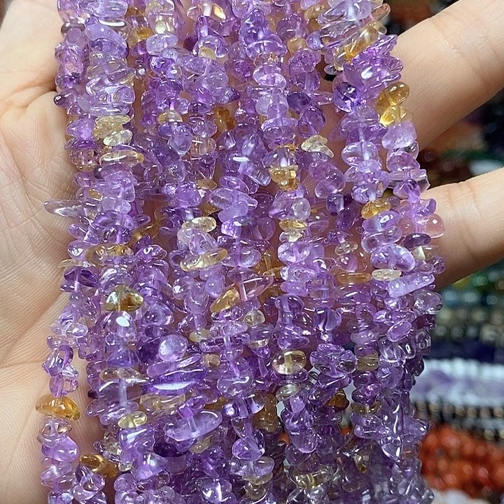 未镶嵌玛瑙/玉髓珠宝半成品天然高透紫黄晶绕手4圈