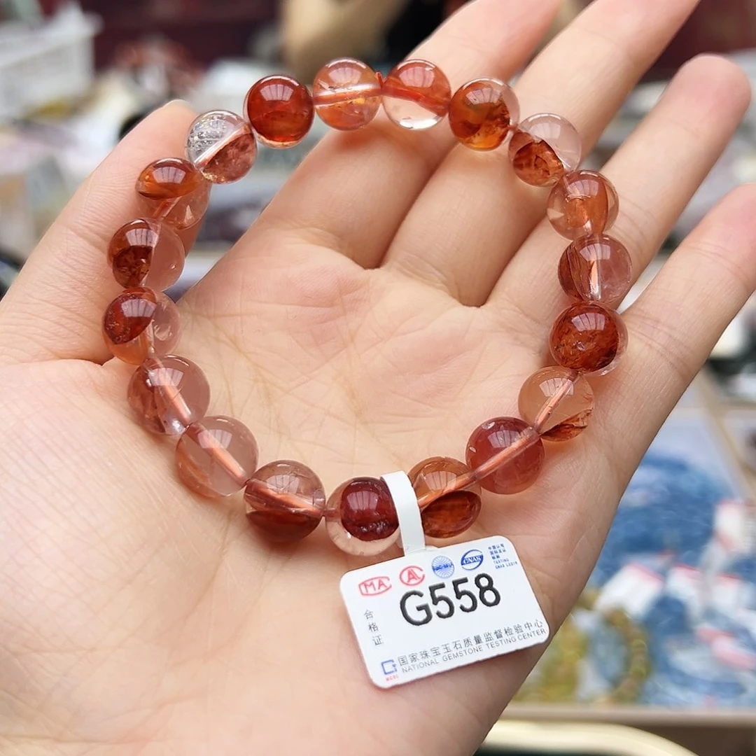 水晶手链未镶嵌G558 红胶花 10m+