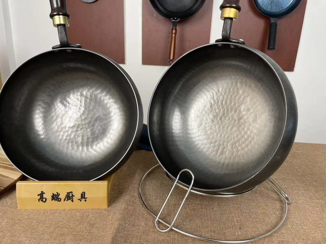 九万名厨章丘大肚锅铁锅加深纯手工锻打无涂层不粘锅家用熟铁炒锅