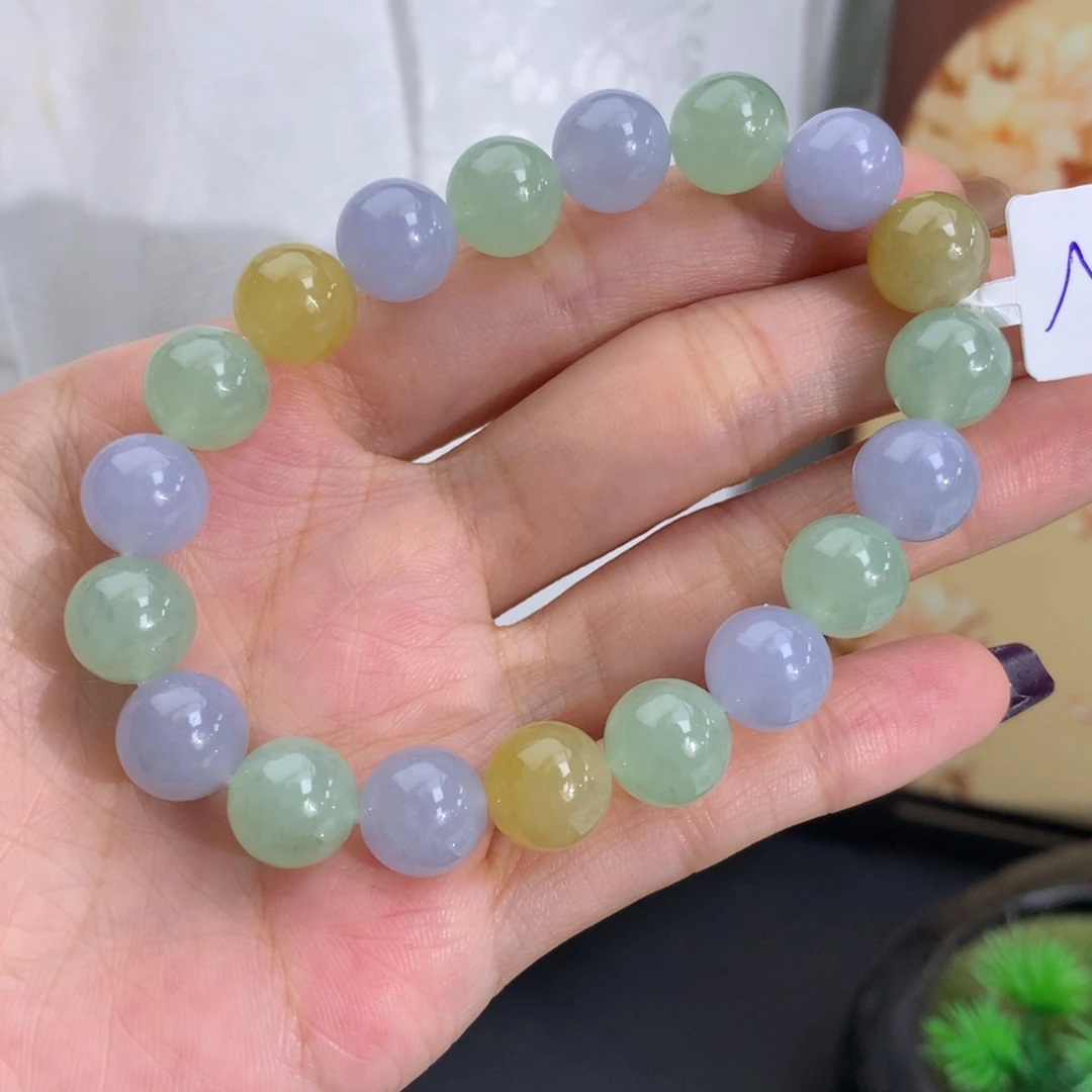 翡翠未镶嵌手串卡10冰胶紫绿黄手串（漏价推荐）