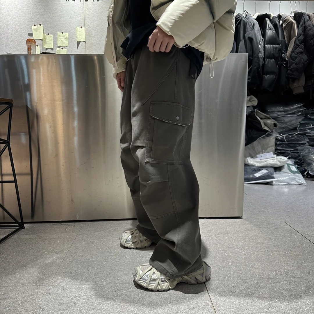 潮牌工装多口袋加绒宽松裤子