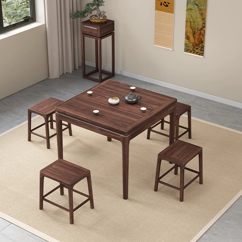 新中式乌金木实木小方桌 组装正方形茶桌八仙桌饭桌四方棋牌桌子