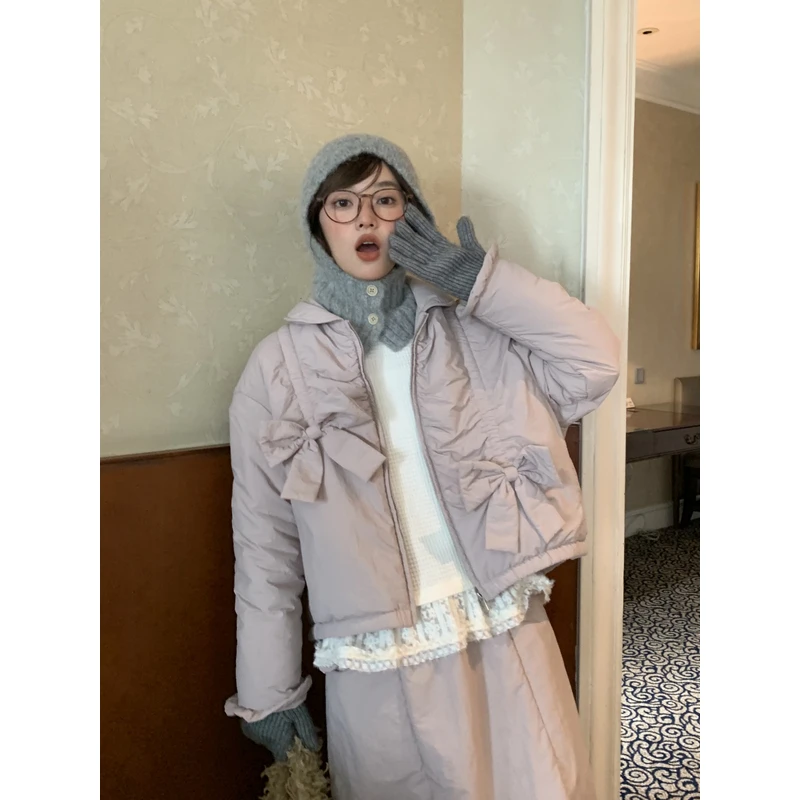Jiang jam/姜姜姜酱活泼少女感蝴蝶结棉服套装