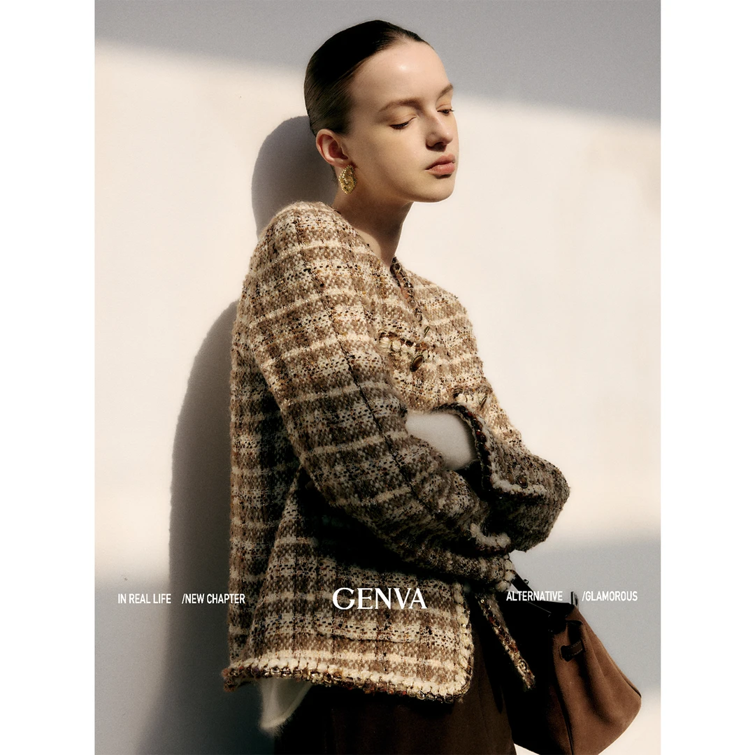 玖着“维罗纳”重磅意大利进口ITB双C御用同款羊毛马海毛香风外套