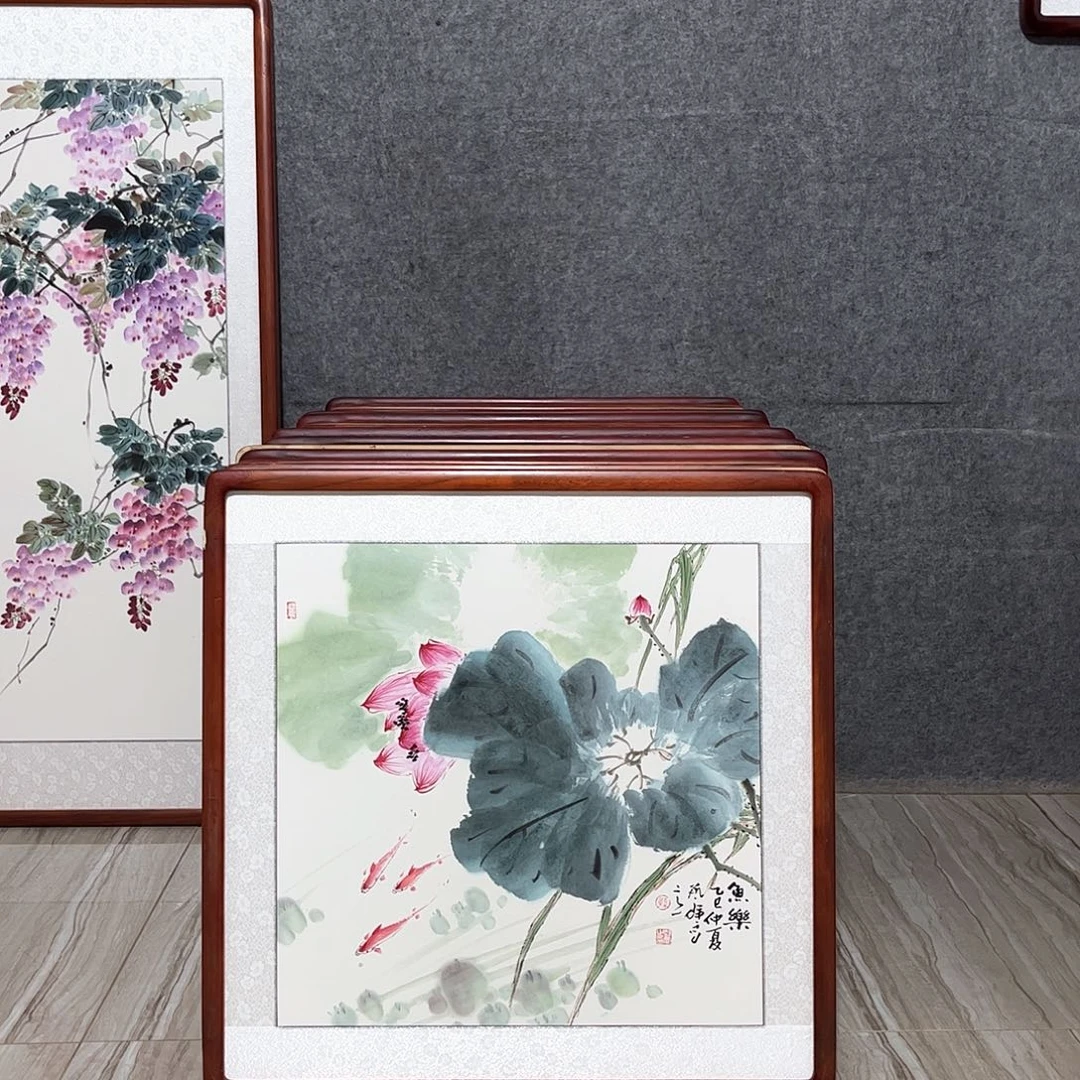 国画书画作品带框63×63