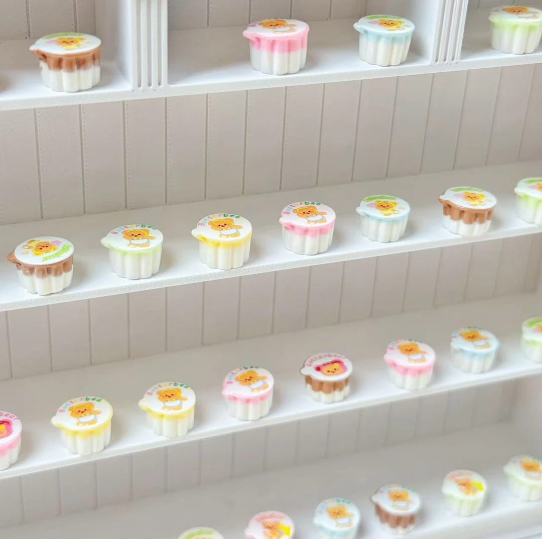 小雨定制【迷你黄油小熊布丁】仿真食玩diy树脂配件手机配件