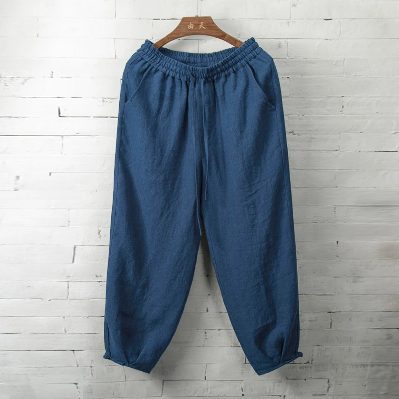 由天丨断码纯亚麻男裤宽松大码夏季休闲裤