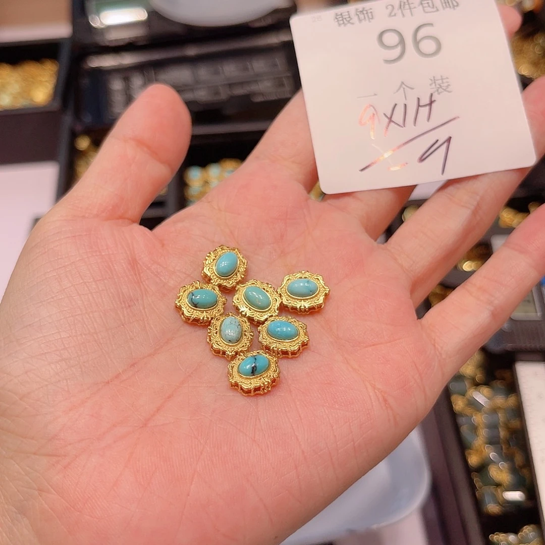 珠宝半成品水晶银S925镀金镶嵌96 。