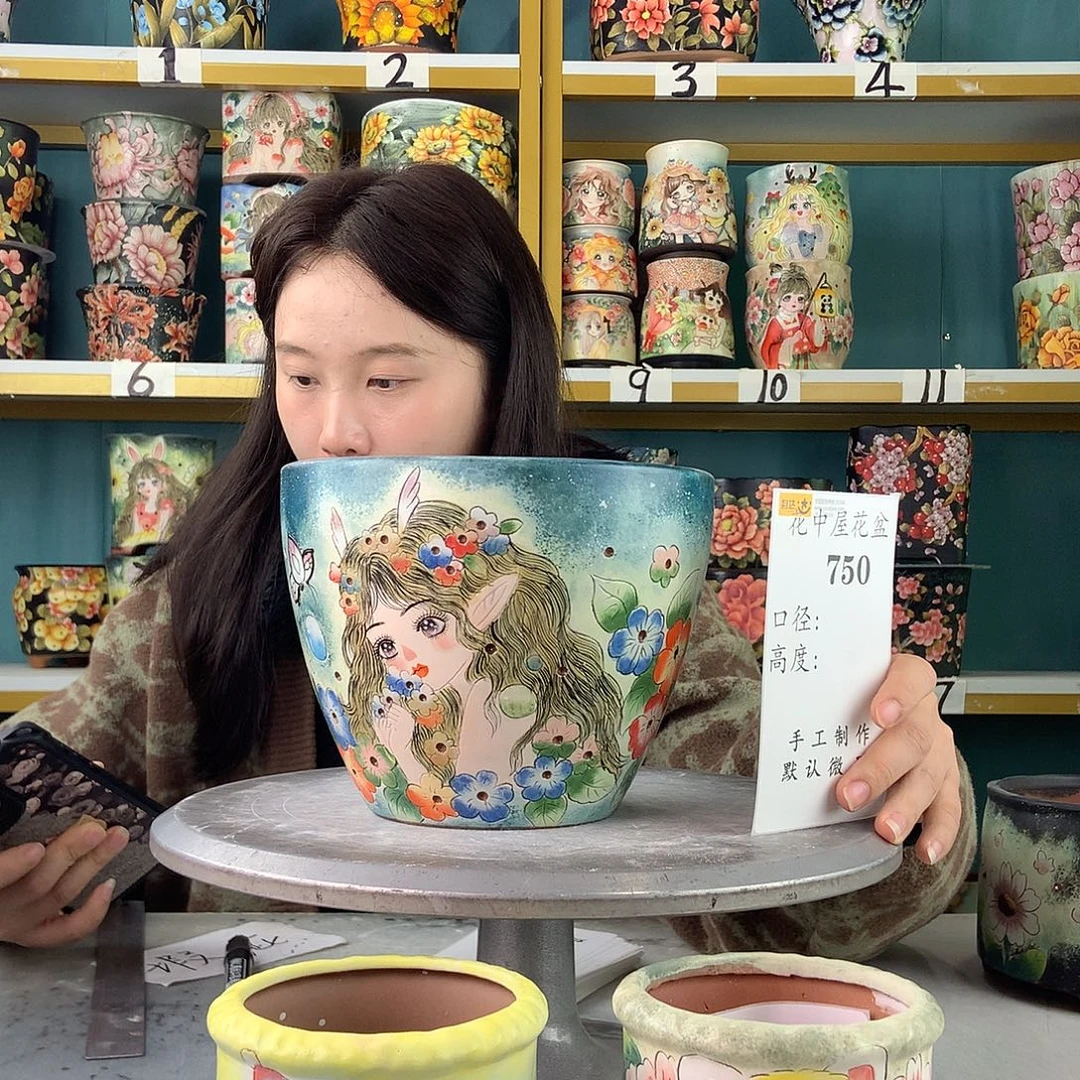 艾***子陶景德镇手工花盆750