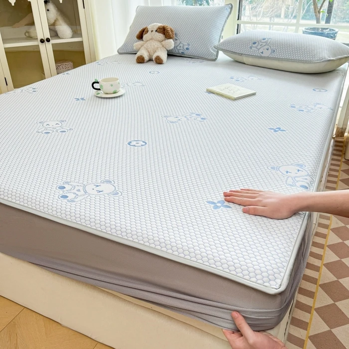 新款A类冰豆豆凉席床笠款席子透气防滑学生宿舍冰丝席可机洗折叠