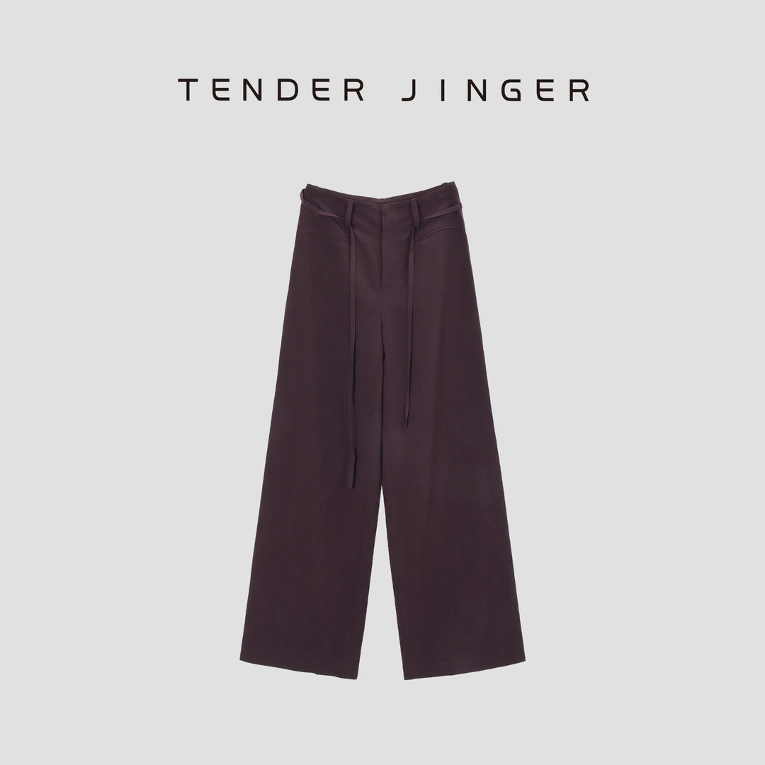 Tender Jinger百搭系带直筒阔腿裤T52YMS80120