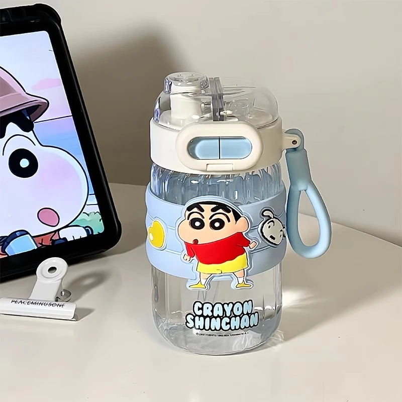 蜡笔小新玻璃杯学生高颜值吸管杯2025新款双饮咖啡杯夏季办公杯子