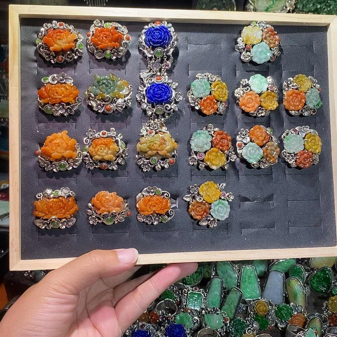 翡翠戒指银S925镶嵌批发一个