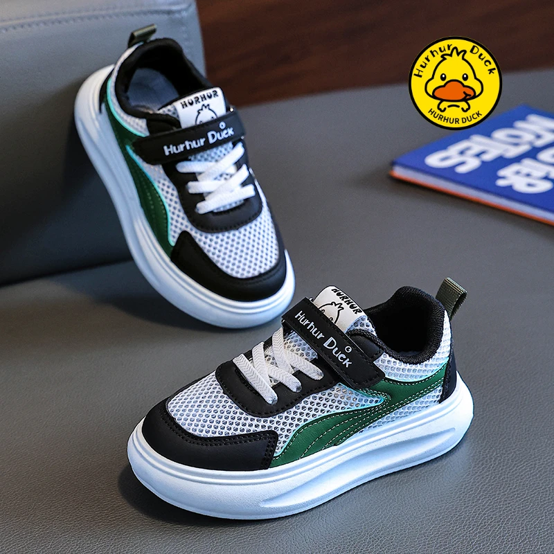 小黄鸭男童鞋子2025春夏新款单网镂空男孩网鞋软底透气儿童运动鞋