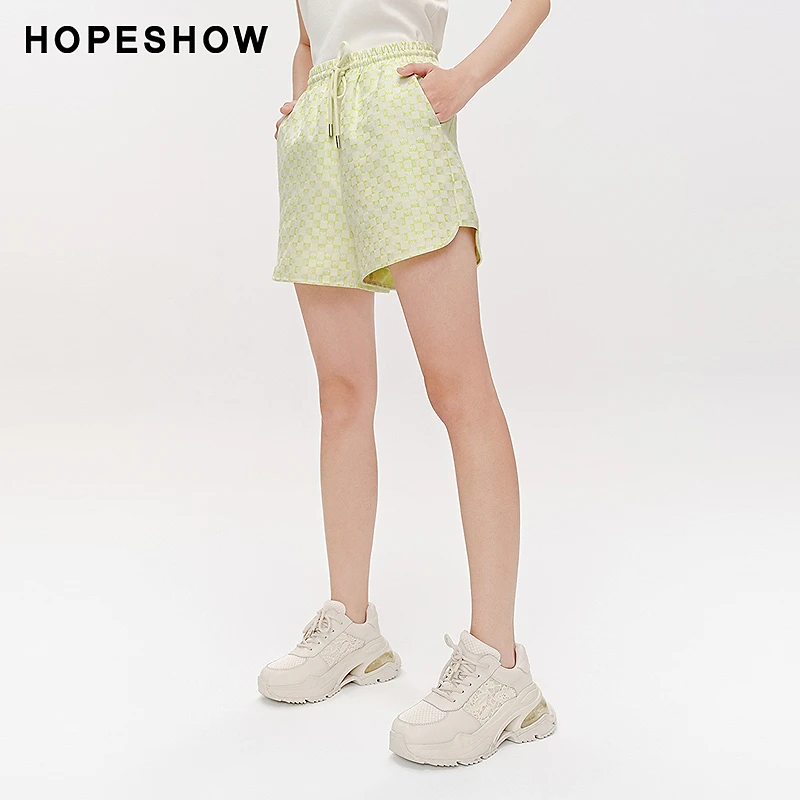 红袖春季2024新款女装宽松百搭双色浮雕抽绳腰短裤89124101215