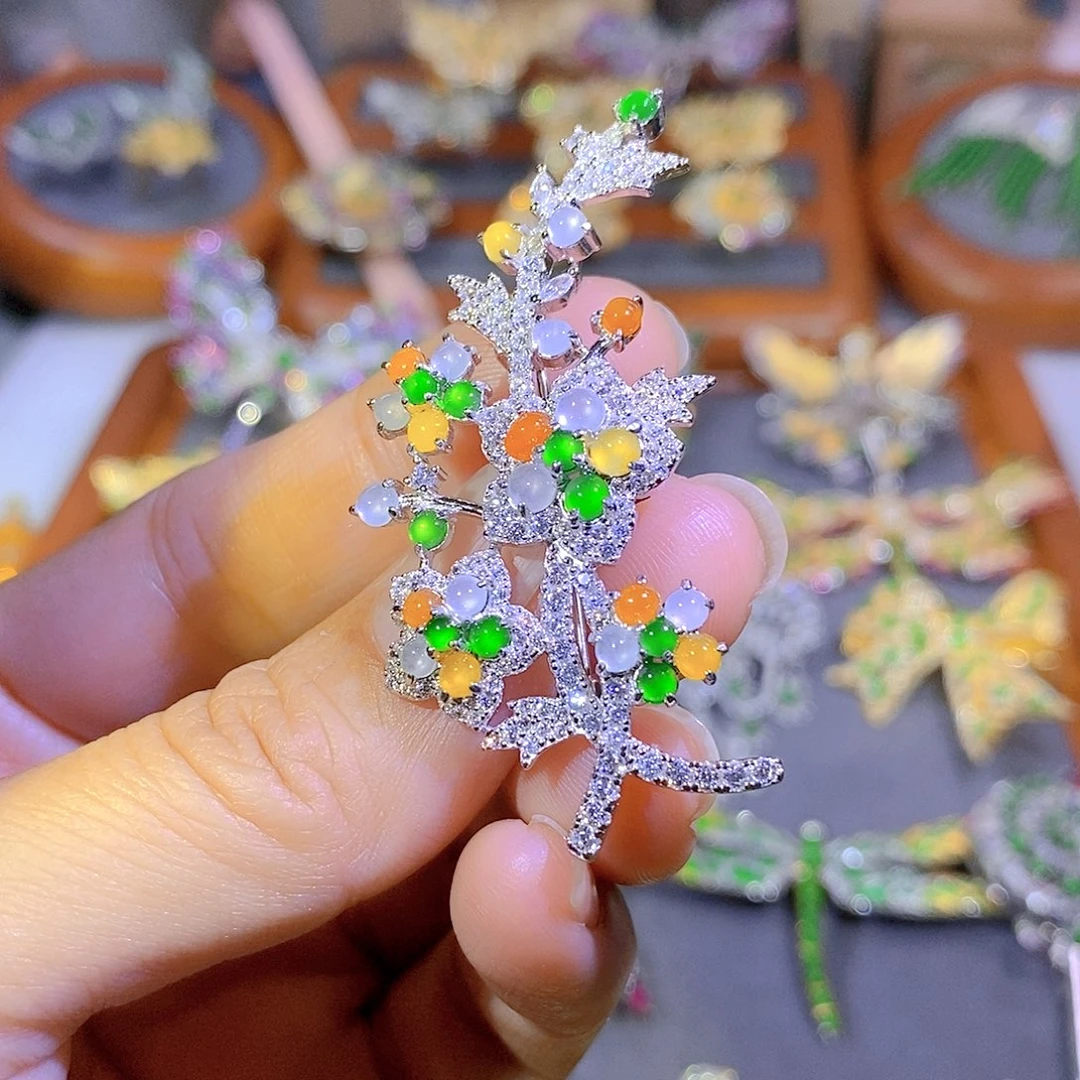 颈饰银S925镶嵌翡翠