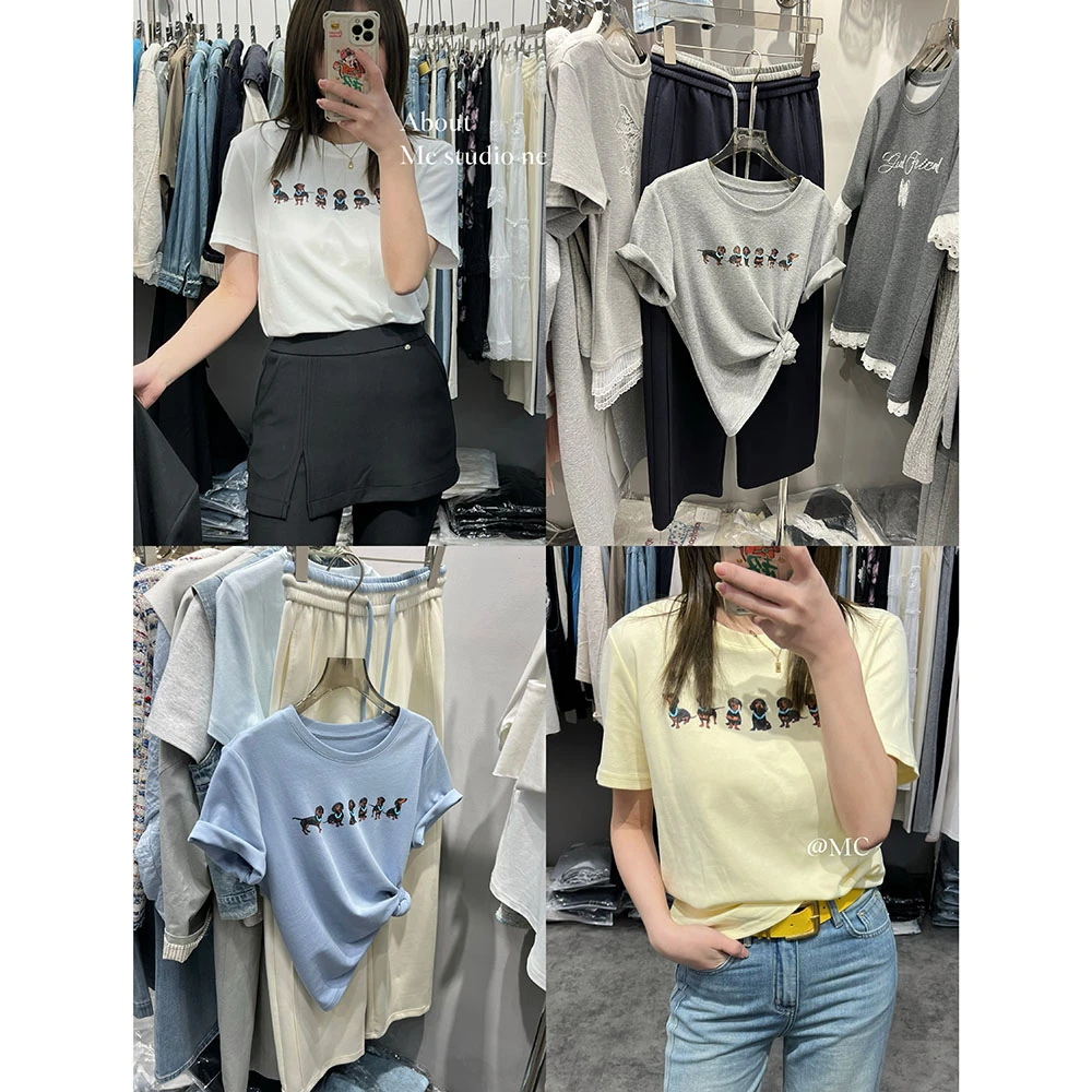 【金珍妮同款腊肠狗】欧洲站春夏百搭显瘦T恤多色短袖125103