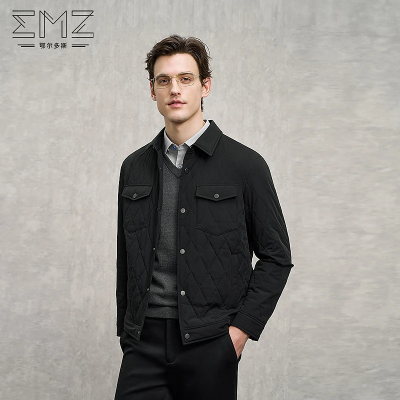 EMZ【热特姆棉&轻盈保暖】冬季商务休闲棉衣男经典翻领沉稳大气棉服