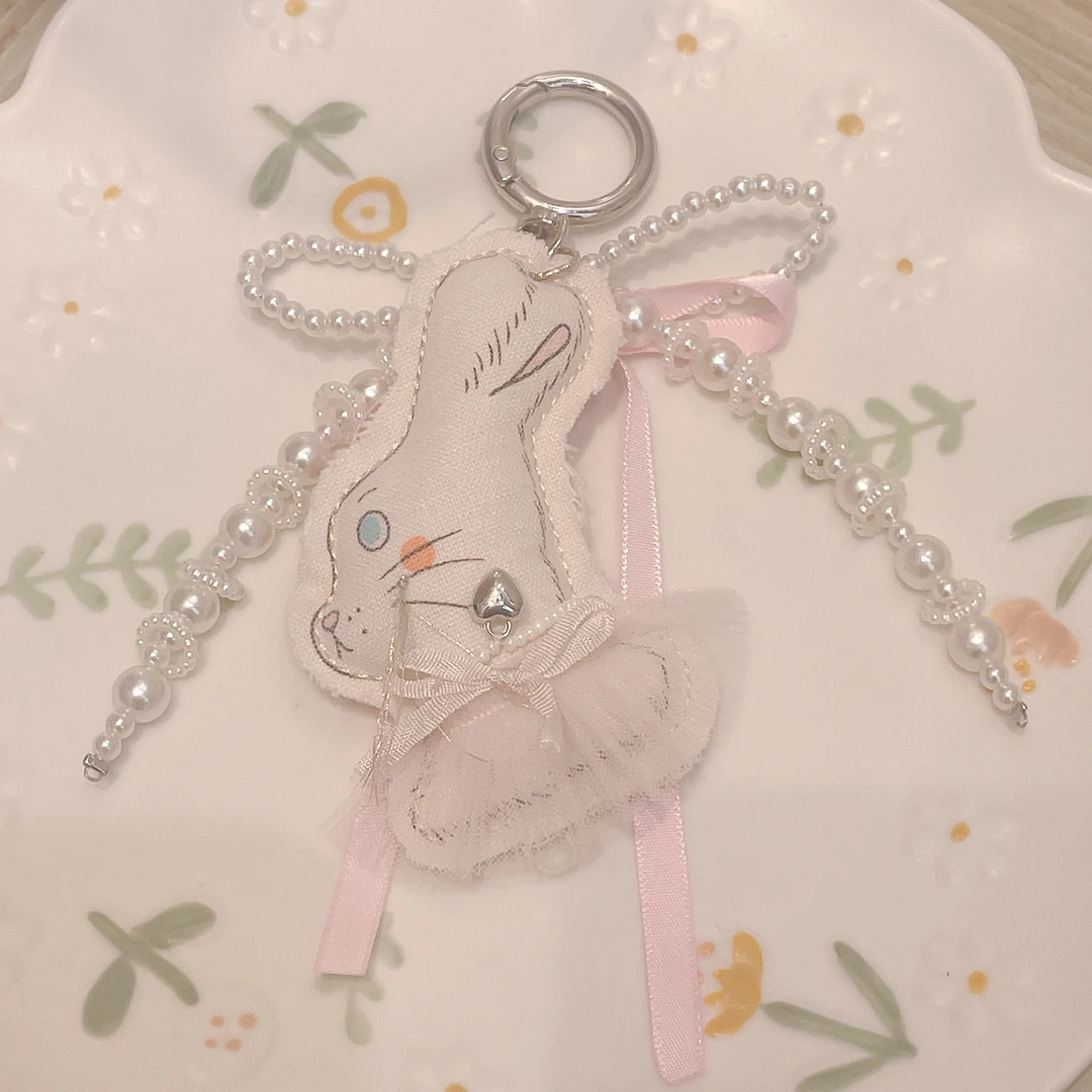 合金布艺吊坠 AA-3395【满9.9包邮发货】串珠小兔子挂件