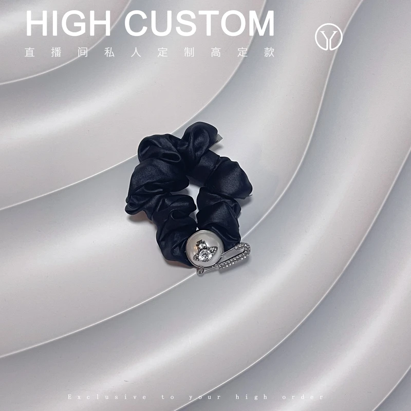 星球缎面褶皱贝珠发圈