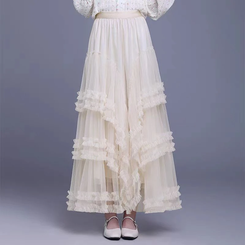 2025春季新款网纱蛋糕裙半身遮胯显瘦多层次纱裙仙女裙长裙