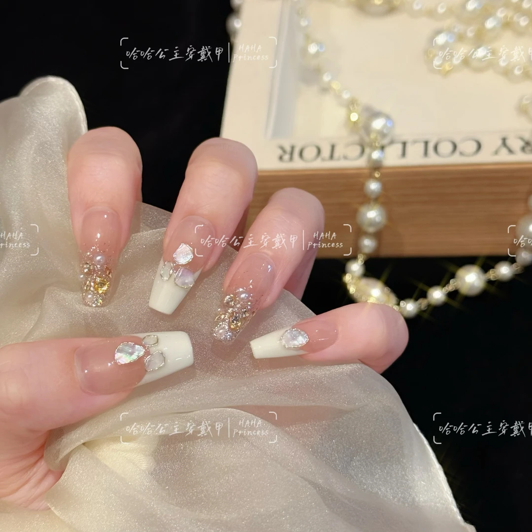 贝母之恋-Haha princess纯手工穿戴甲10片-可重复佩戴-送工具包