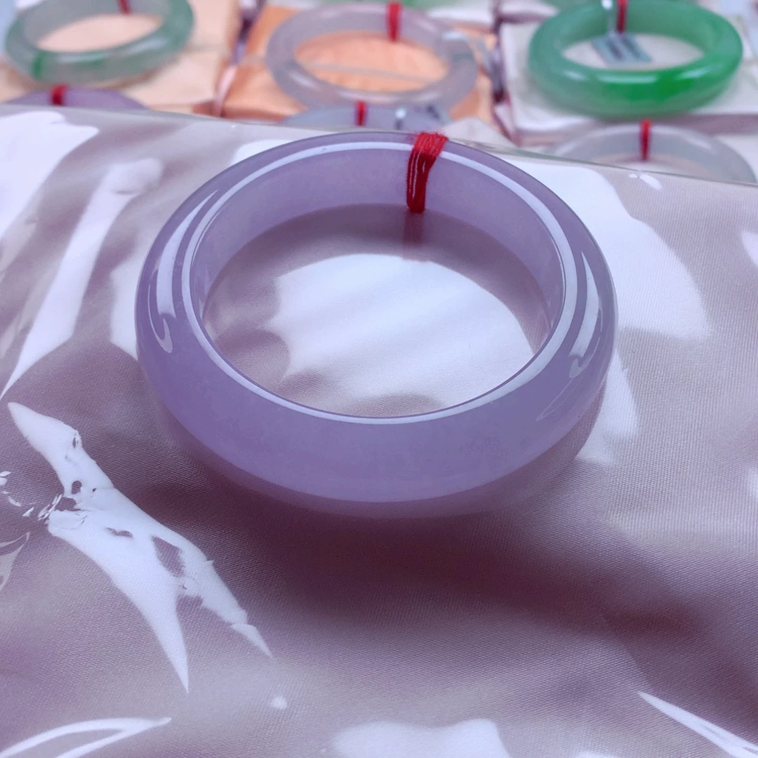 翡翠未镶嵌手镯56冰紫完美见光不失色超高性价比A