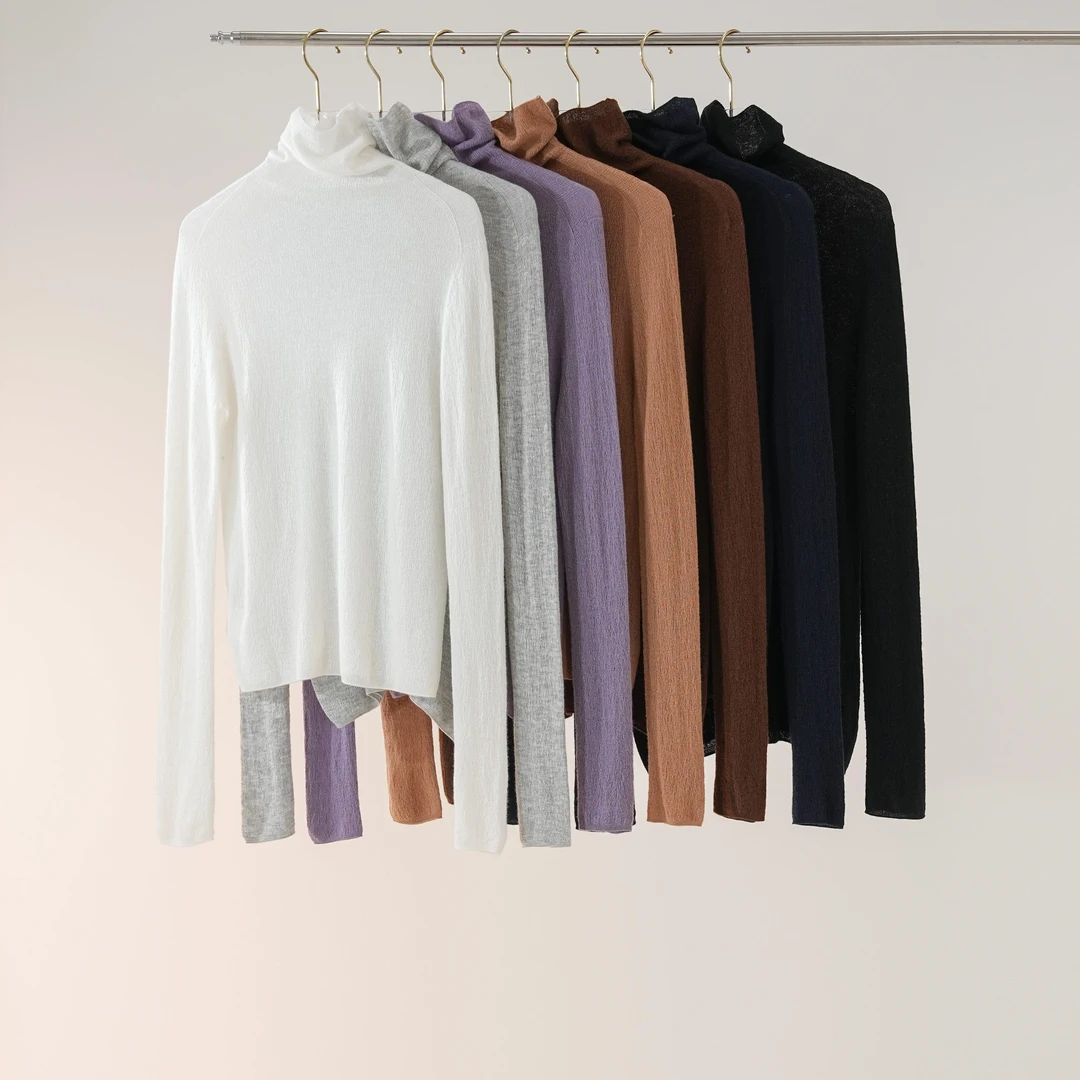 西子/【调色师打底】160S支岛精18针山羊绒桑蚕丝针织衫/MSRP005