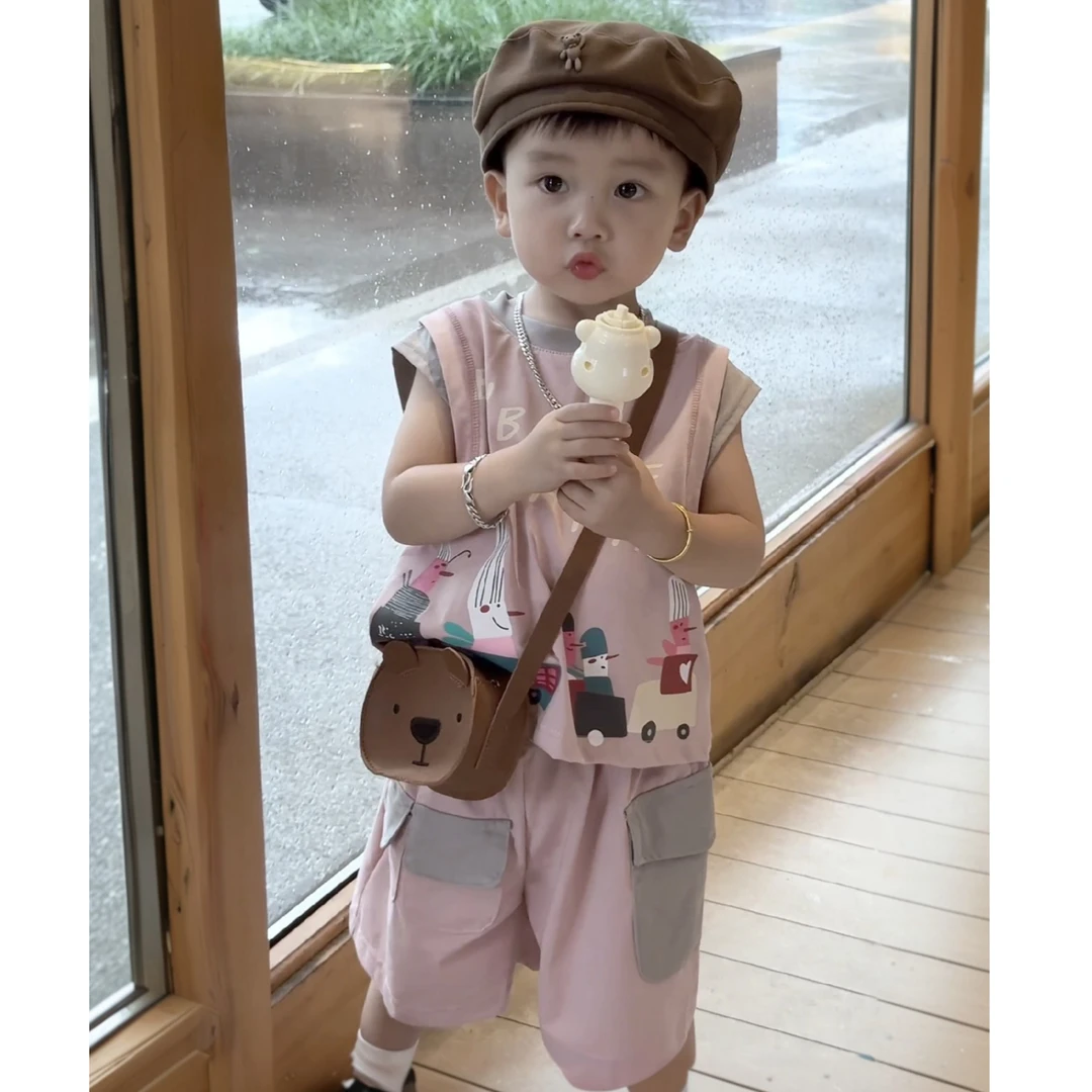 儿童夏季套装宝宝T恤短裤套装新款男女童短袖短裤两件套 XT