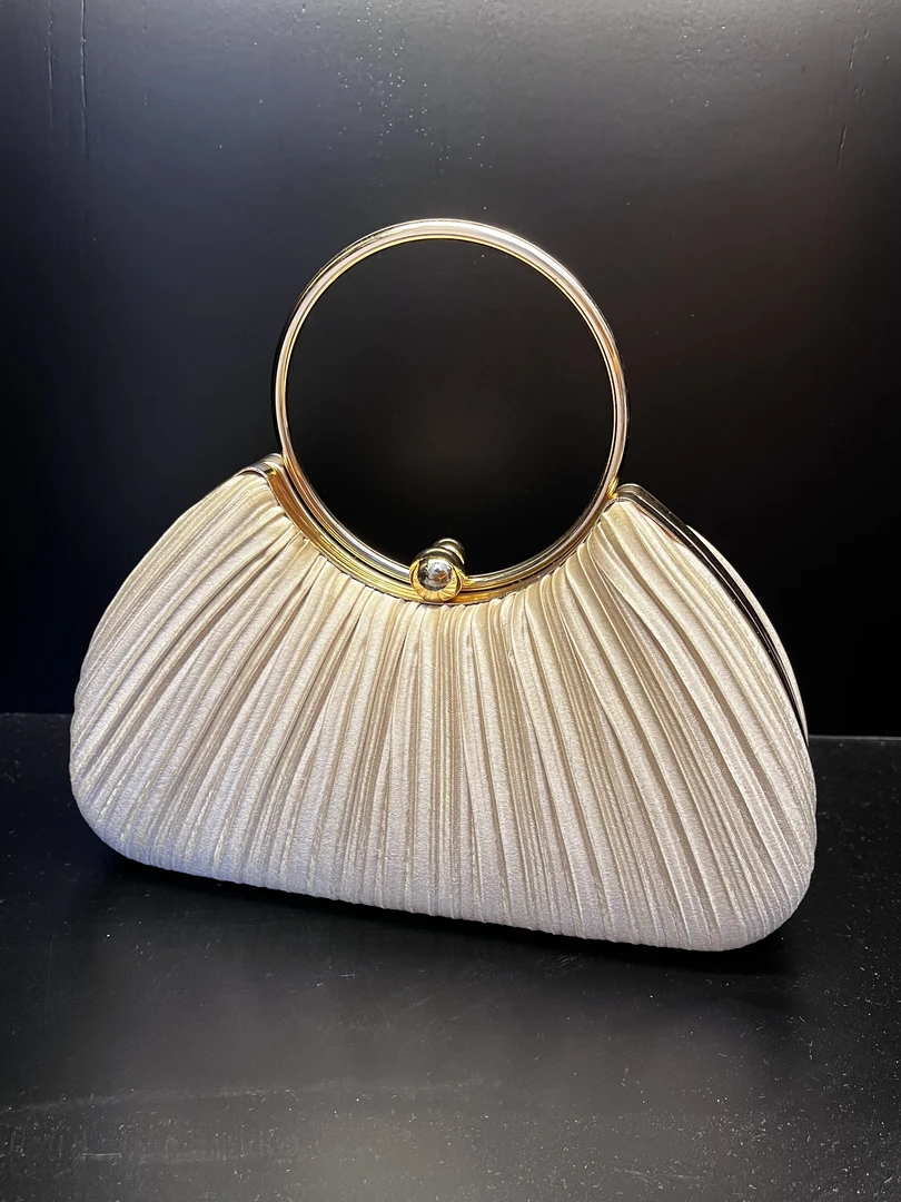 【法式】名媛高级感皱褶包新款圆环手提包晚宴旗袍包礼服手拿
