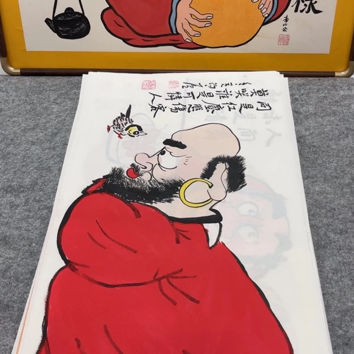 国画手绘禅意画一物一拍